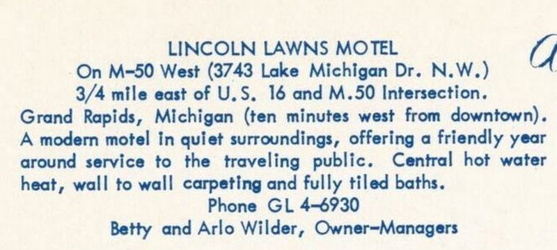 Lincoln Lawns Motel (Lincoln Lawns Motel Apartments) - Vintage Postcard